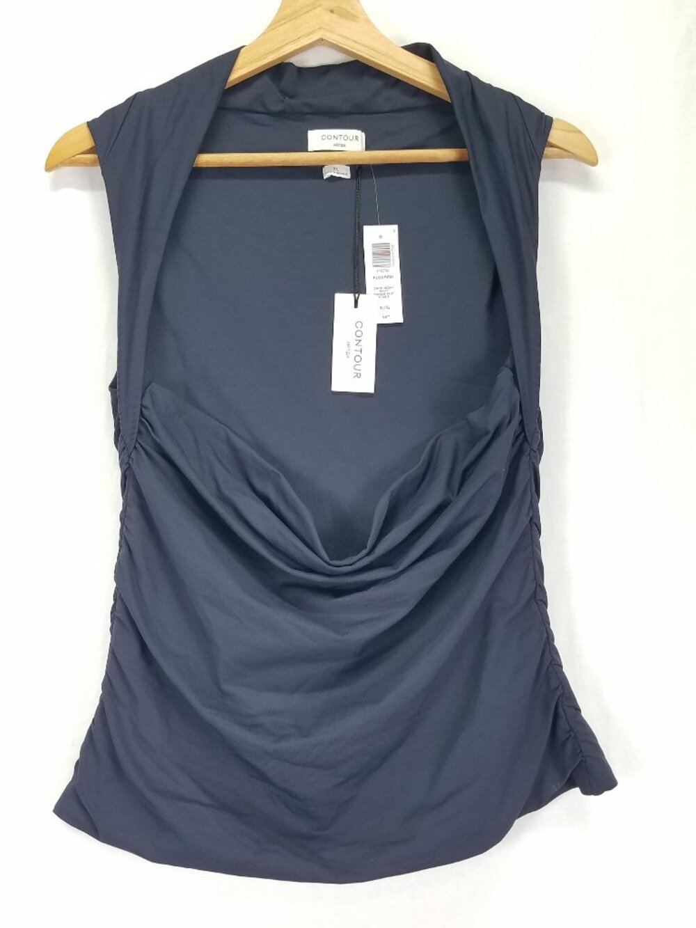 Aritzia Contour Womens XL Navy Blue Double Layer Second-Skin Basic Top Tee